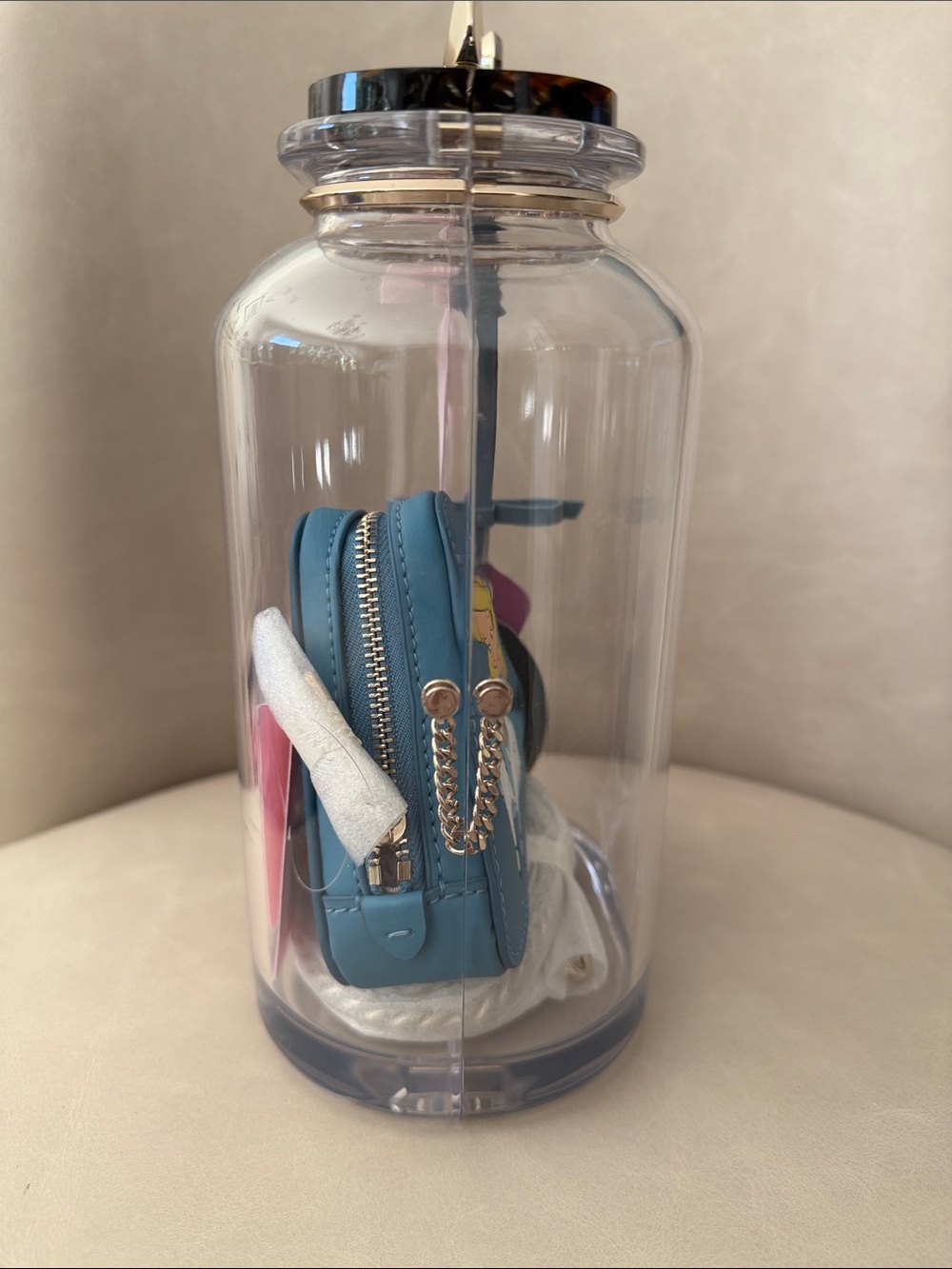 Kate Spade X Disney clear jar crossbody with blue Alice applique and pink tag - Picture 4 of 13